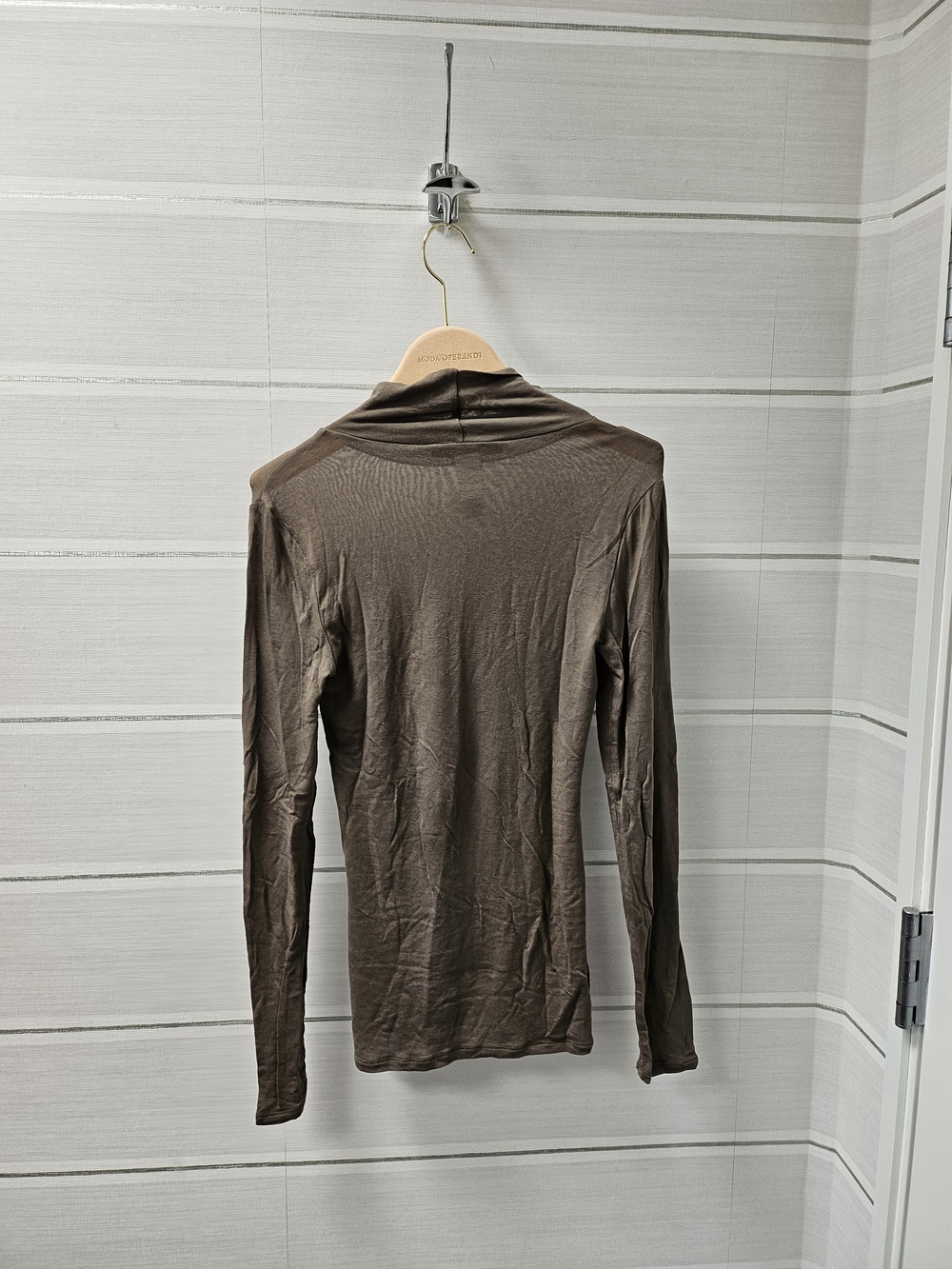 BCBGMaxAzria Taupe Sheer Brown Long Sleeve - Picture 3 of 4